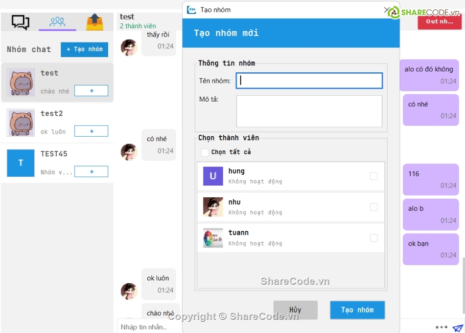 Code đồ án,Socket.IO,Client - Server,Socket,Java chat application